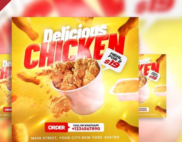 Delicious chicken food social media post PSD