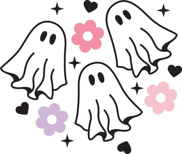 Cute Ghost With Flower SVG | Halloween SVG