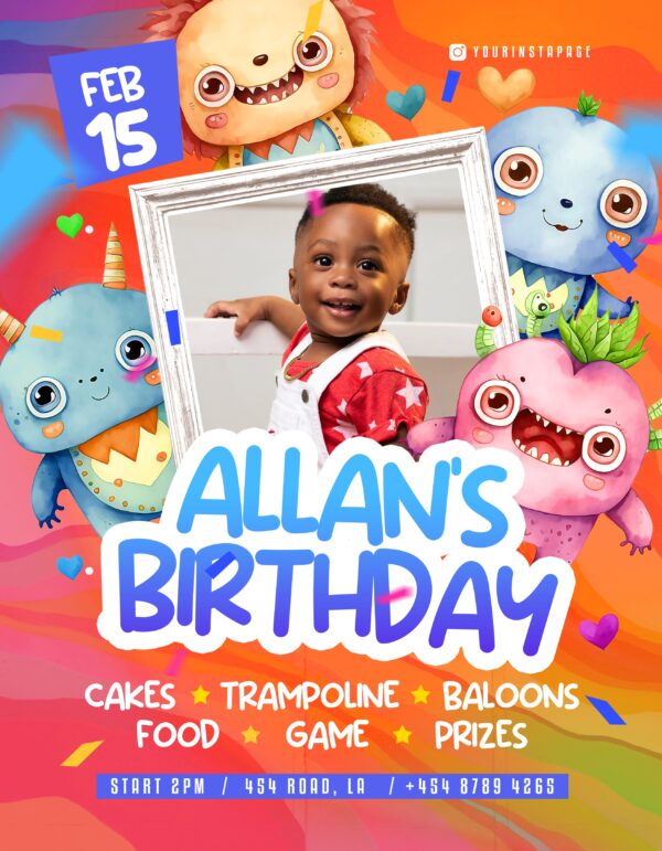 Kids Birthday Invitation Flyer Template