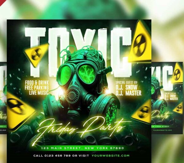 Toxic friday party event social media post PSD