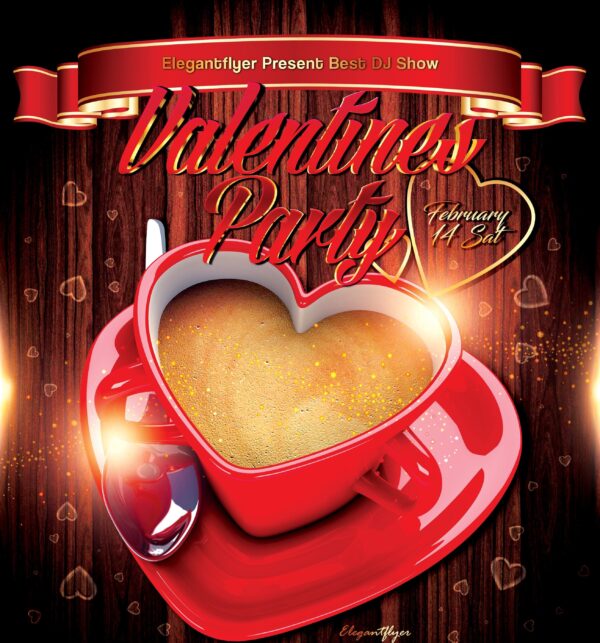 Valentines Party Coffee -  Flyer template (PSD)