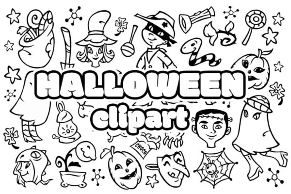 30 Halloween Doodle Clipart